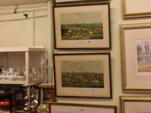 Three Quorn Hunt prints, Frankie Dettori signed photograph, etc (9)