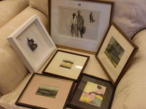 Philip Gardner, watercolour, framed; and five further pictures (6)