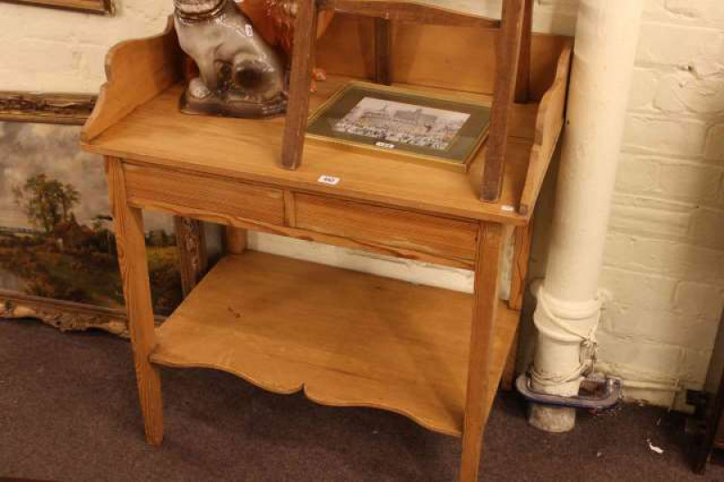 Pine gallery backed washstand, pine mirror and mahogany mirror (3)