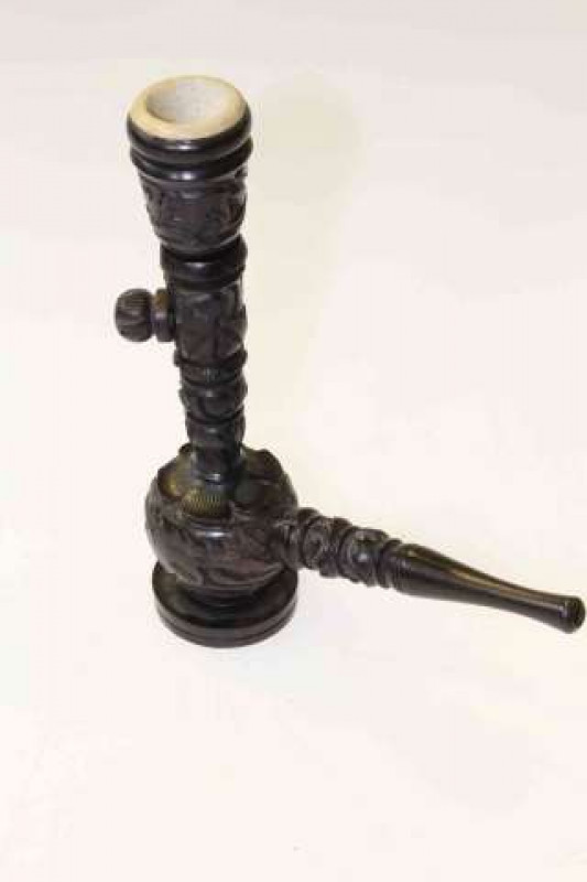 Carved wood opium pipe
