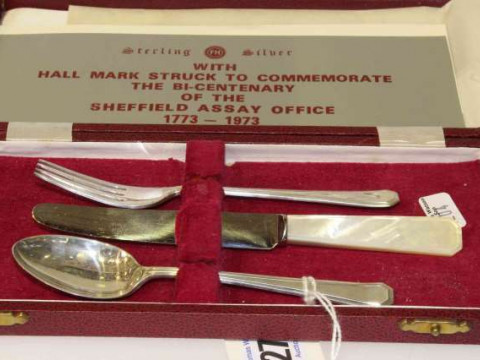 Silver spoon, for and knife set, Sheffield 1973