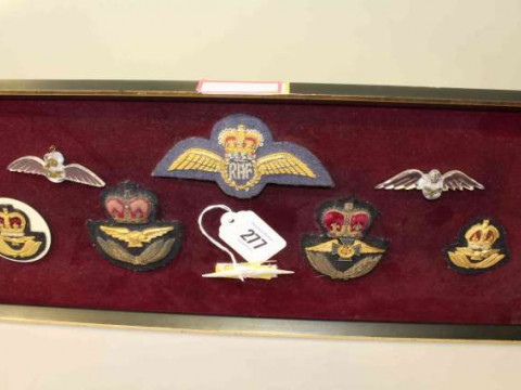 RAF badges, framed and mounted