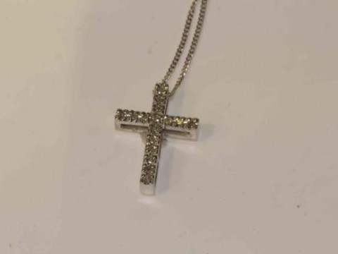9 carat gold and diamond cross pendant