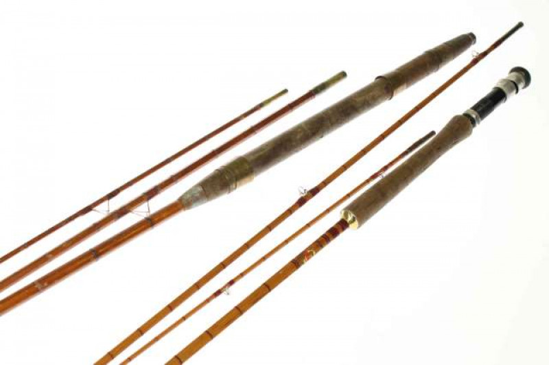 Two split cane fishing rods