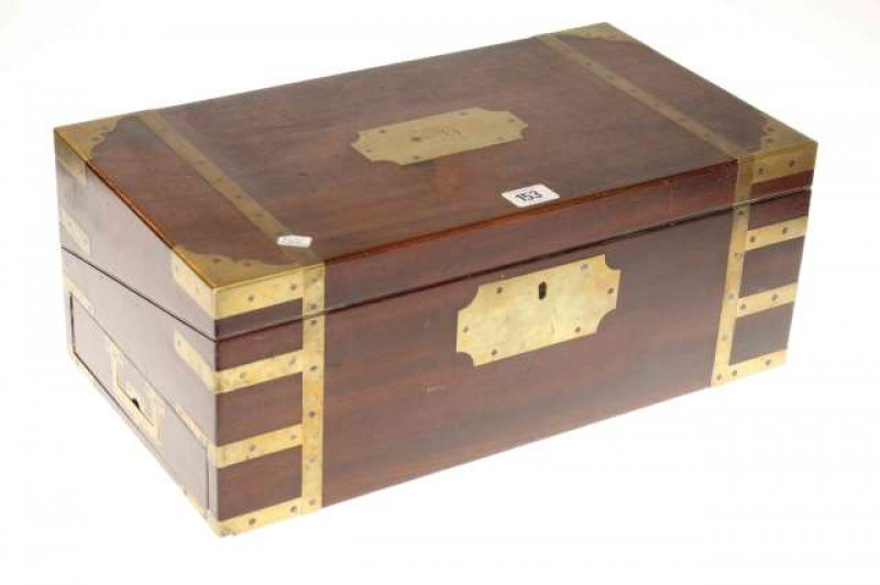 Victorian mahogany and brass bound writing box