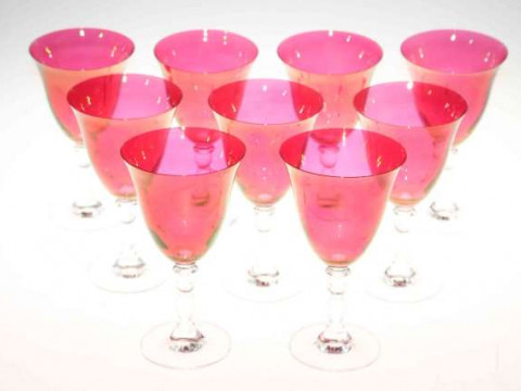 Set of nine ruby glass goblets