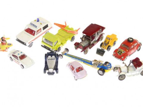 Box with eleven various Corgi and other models including Police Range...