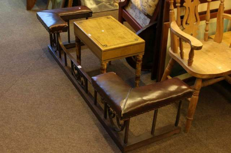 Iron and hide club fender and Victorian pine bidet (2)
