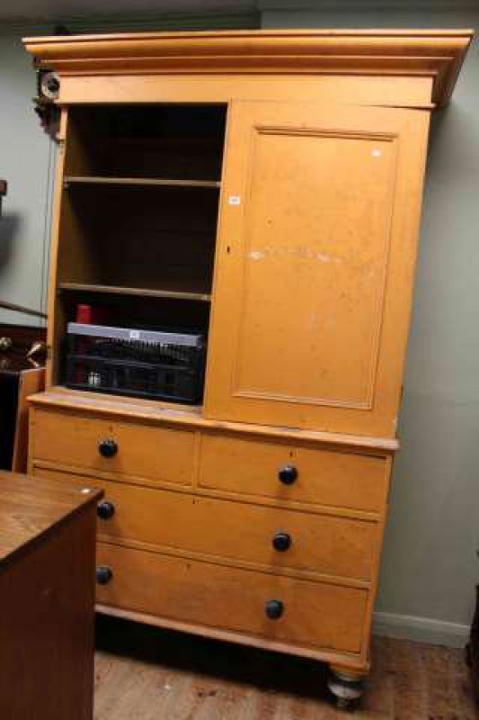 Victorian painted pine press
