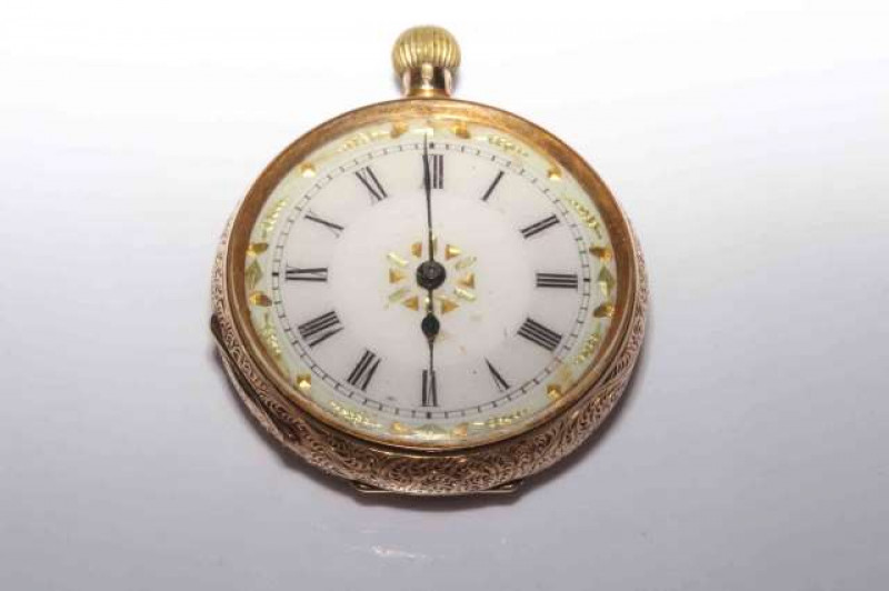 14 carat gold small fob watch, 29 grams