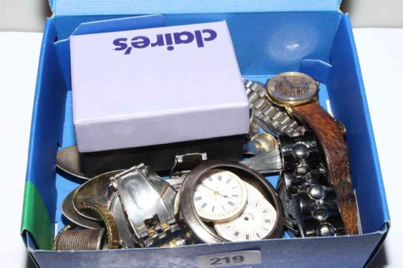Box of watches, etc