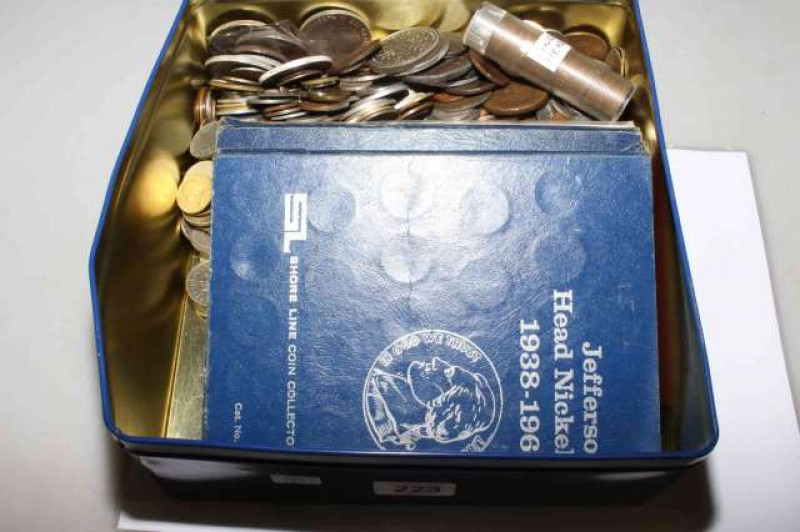 Tin of coins and tokens