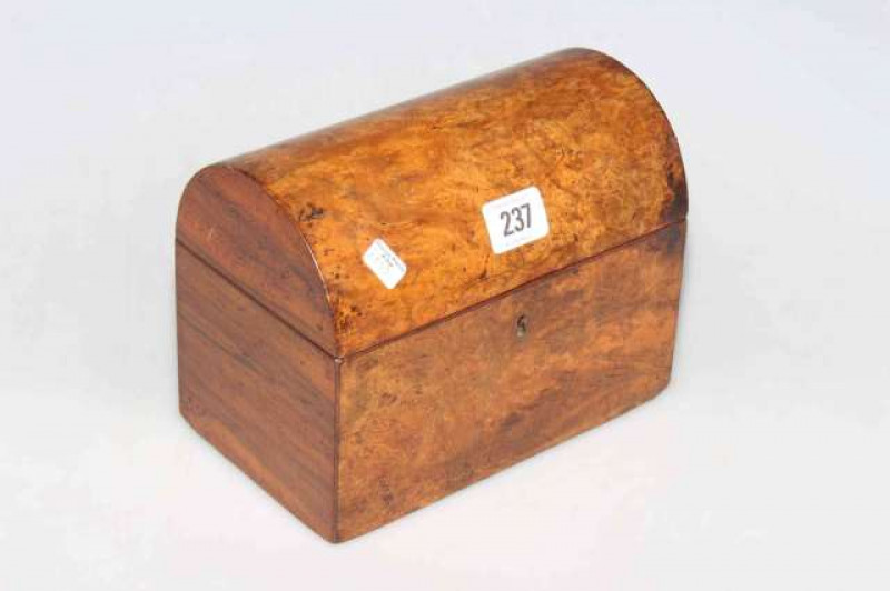 Victorian burr walnut dome-top tea caddy