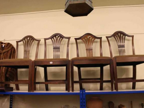 Set of four mahogany Hepplewhite style dining chairs