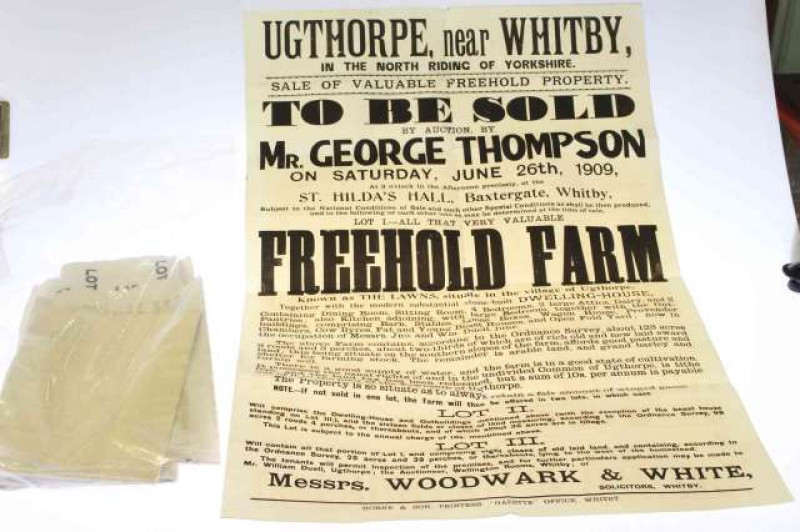 Three vintage auction posters including West Hartlepool, 1913