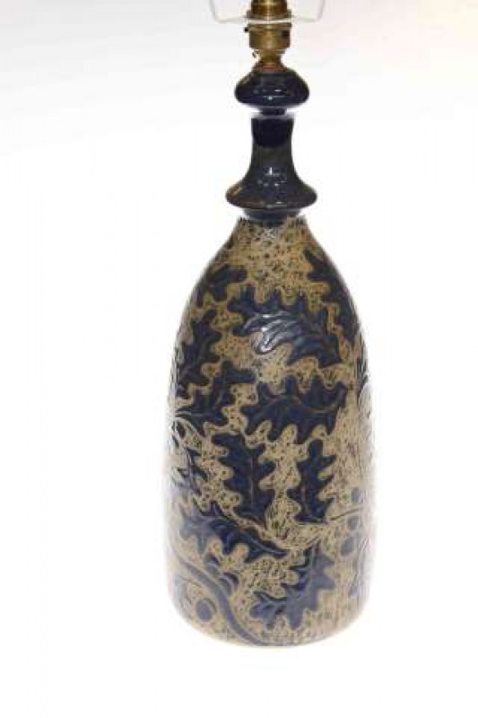 Blue pottery table lamp