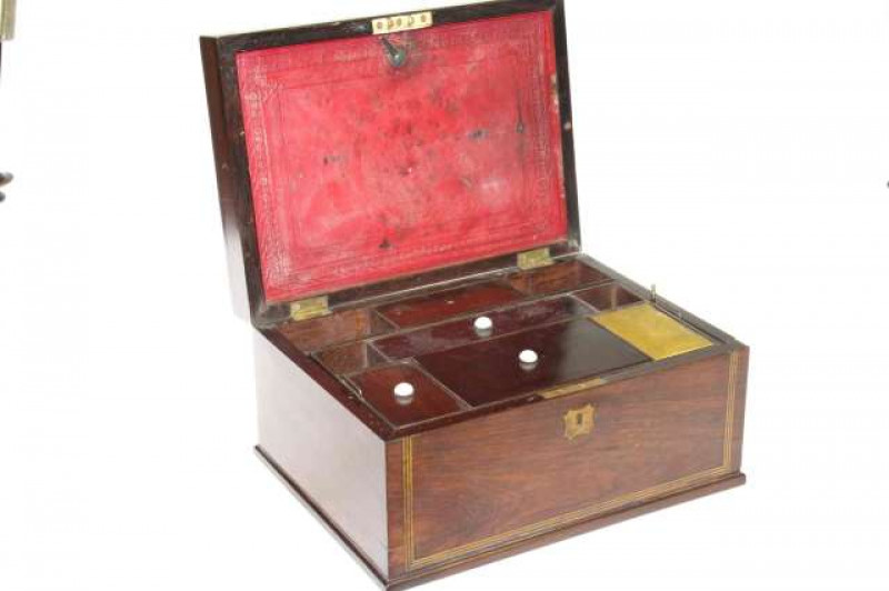 Brass inlaid rosewood jewellery box