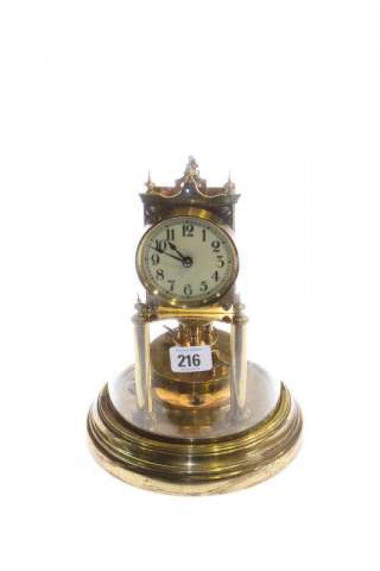 Gustav Becker brass and glass dome clock