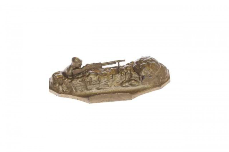 French gilt-metal inkwell of military interest
