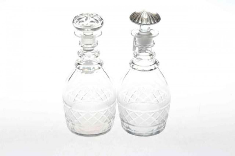 Pair of George III cut-glass decanters