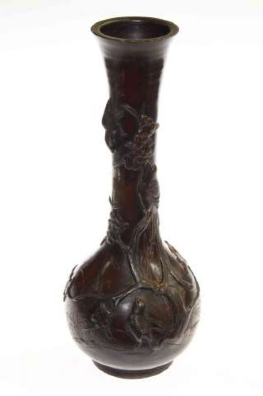 Large Japanese patinated bronze lamp base, c.1900