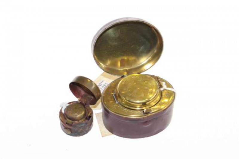 Two 19th Century brass travelling inkwells