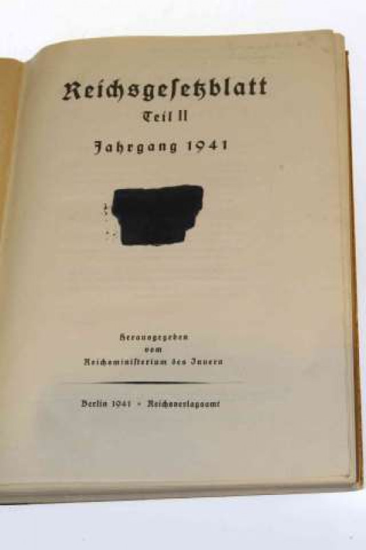 WWII Third Reich Laws and Regulations Endorsement 1941
