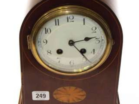 Edwardian inlaid mahogany mantel clock