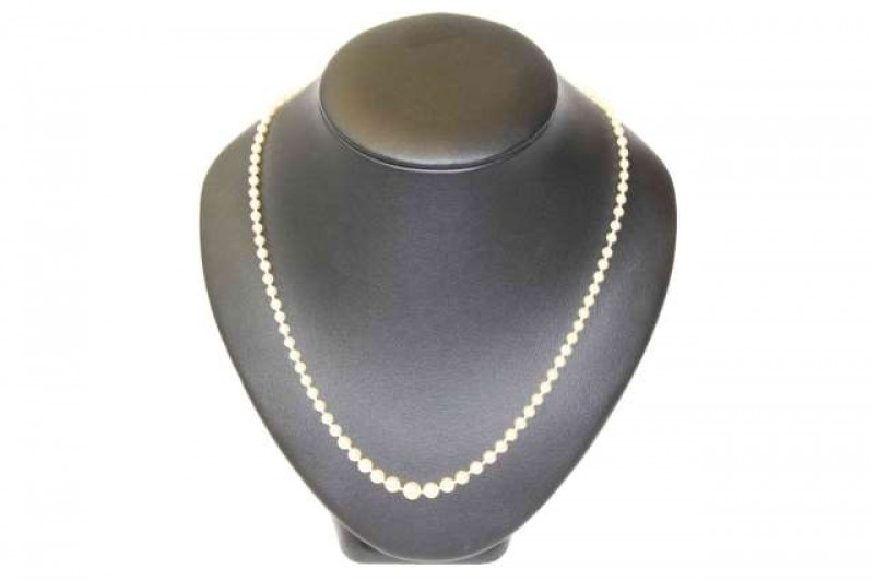 Graduated cultured pearl necklace with platinum and diamond clasp, with John Lewis Fine Jewellery receipt of sale for 