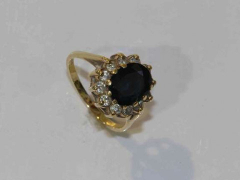 14 carat gold, sapphire and diamond ring