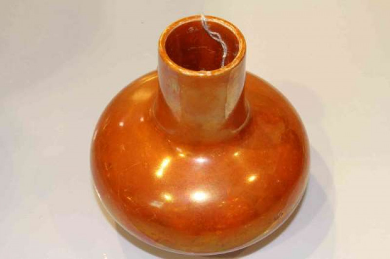 Ruskin orange glazed vase, dated 1921