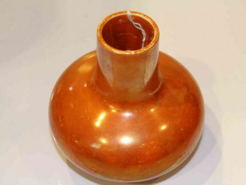 Ruskin orange glazed vase, dated 1921