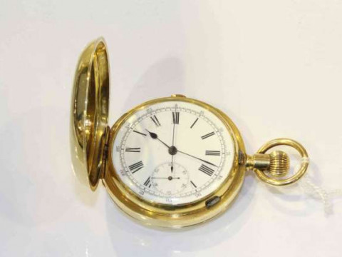 18 carat gold repeater hunting watch, gross 121.7 grams