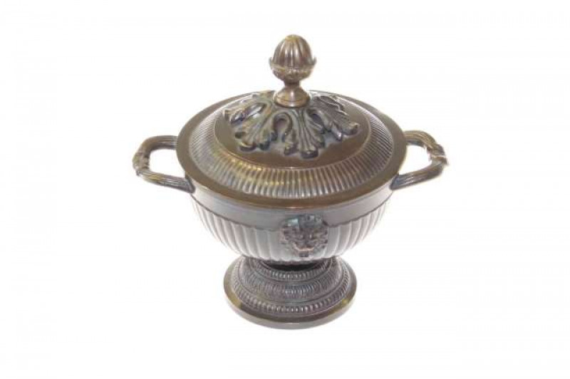 19th Century bronze two-handled bowl and cover