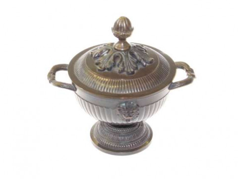 19th Century bronze two-handled bowl and cover