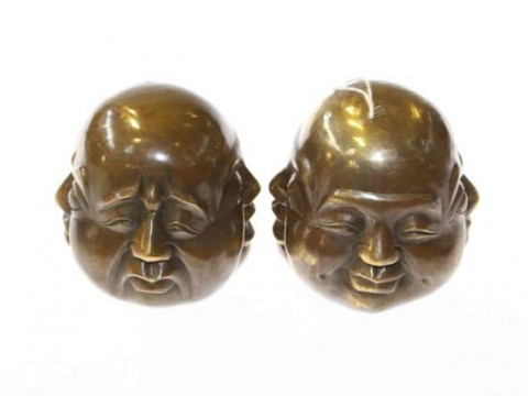 Pair of Chinese bronze four-face buddhas