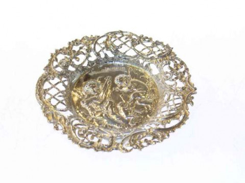 Late Victorian silver bon bon dish, London 1896, of heavy gauge, embossed...