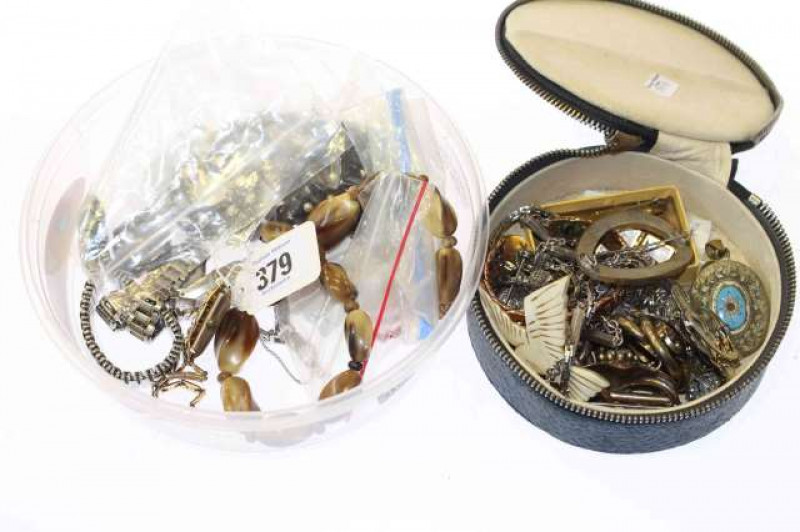 Two boxes of jewellery, etc