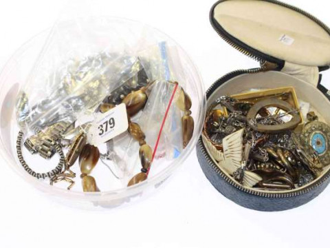 Two boxes of jewellery, etc