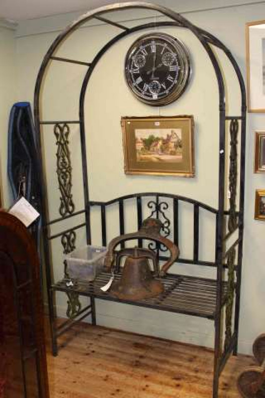 Wrought iron arbour garden seat