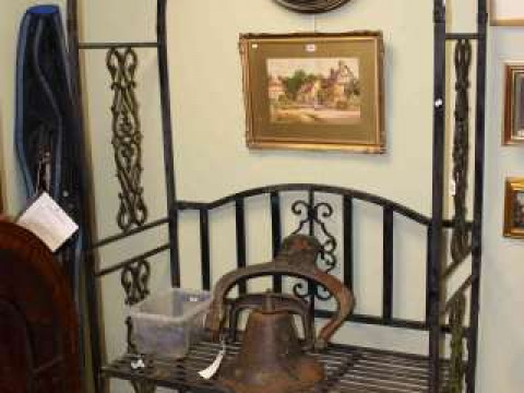 Wrought iron arbour garden seat