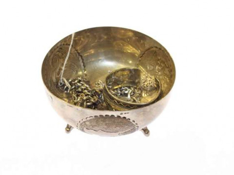 Foreign silver bowl, bracelets, etc