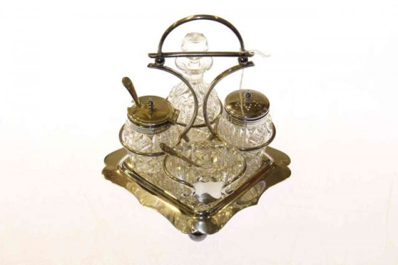 Late Victorian silver-plated four piece cruet set