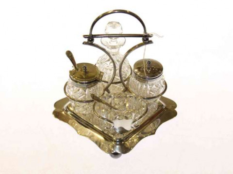 Late Victorian silver-plated four piece cruet set