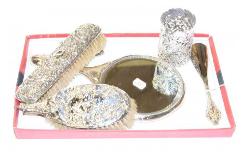 Silver-mounted dressing table articles