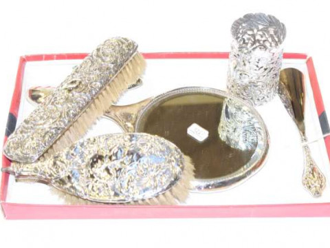 Silver-mounted dressing table articles