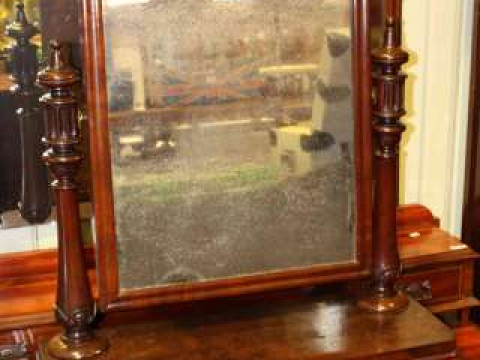 Large mid Victorian mahogany toilet mirror