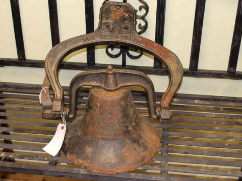 Large cast iron 'Liberty' bell, cast 'Independence 1776' (2)