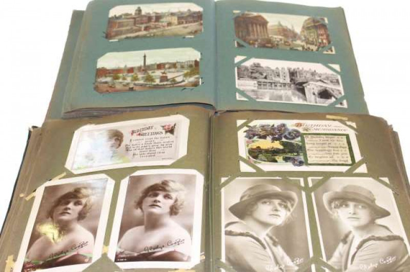 Two albums of postcards
