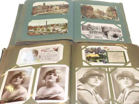 Two albums of postcards